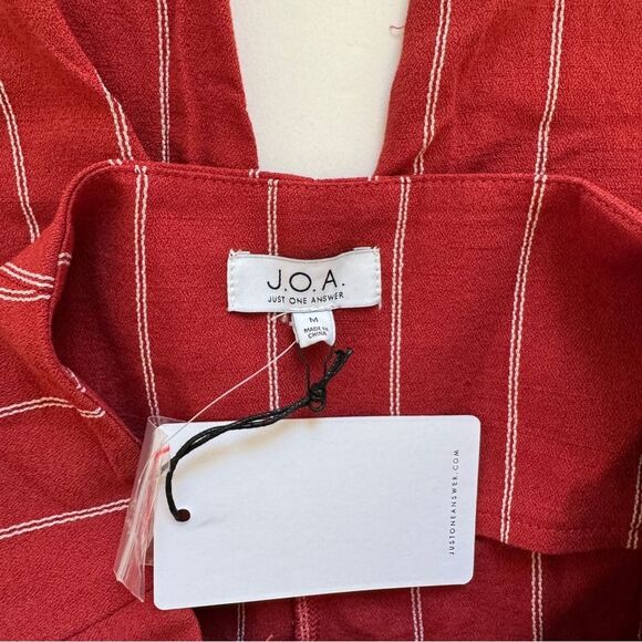 J.O.A. High Waisted Wide Leg Crop Pant with Tie Red Stripe Size Medium NWT - Picture 3 of 9